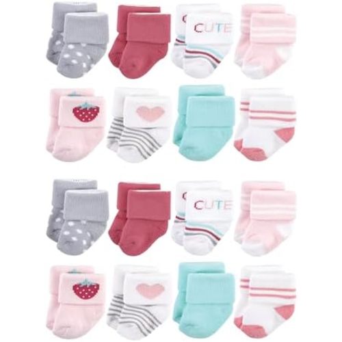Hudson Baby Unisex Cotton Rich Baby Terry Socks 16-Pack