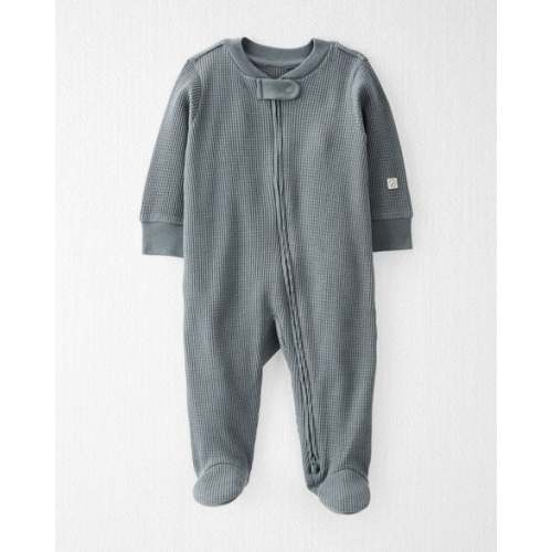(6mo) Baby Organic Cotton Waffle Knit Sleep & Play Pajamas - Little Planet | Aqua Slate