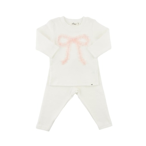 Ruffle Bow Pink Silver-Fleck Tulle Two Piece Set, 6-12M