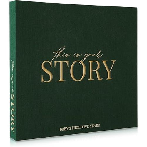 Baby Memory Book from Pregnancy to Age 5, Baby Book Keepsake & Milestone Journal for Boy or Girl, Gender Neutral Scrapbook Album with Stickers & Keepsake Box