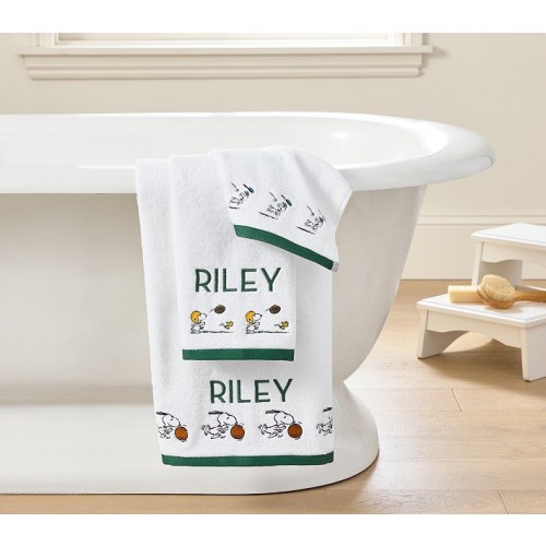 Peanuts® Snoopy® Sports Bath Towels | Pottery Barn Kids