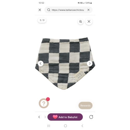 Charcoal Checkered Muslin Bib
