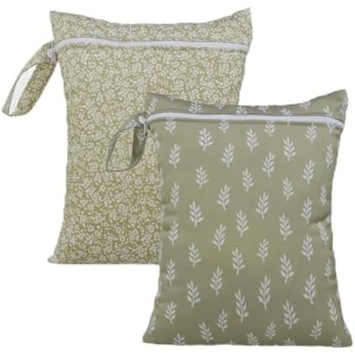 HappyFlute 2pcs Wet Bag Waterproof Bag Set-Cactus and Animal Pattern Wet Bag for Towels,Diaper Bag,Swim Bag,Beach Bag,Gym Bag,Wet/Dry Bag,Wet Clothes Bag,Wet Swimsuit Bag,10.2x14.4 inches.(Flower)