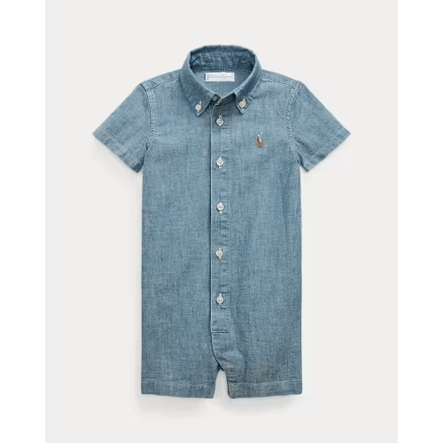 Indigo Cotton Chambray Shortall