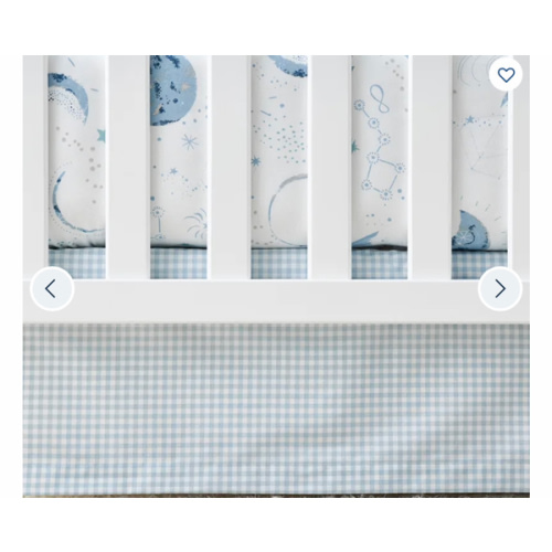 Ditsy Gingham Classic Cool Organic Cotton Percale Tailored Crib Skirt
