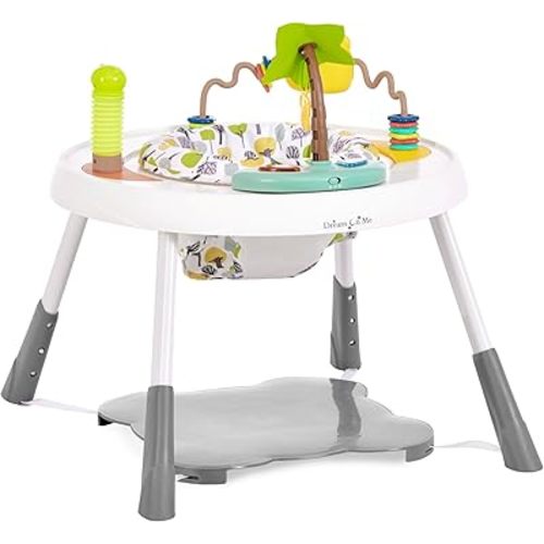 Curio Sit N Seek Baby Activity Center in Lime, 2 in 1 Activity Center and Play Table with 3 Detachable Toys and Music, 3 Level Height Adjustable Positions Activity Center for Baby