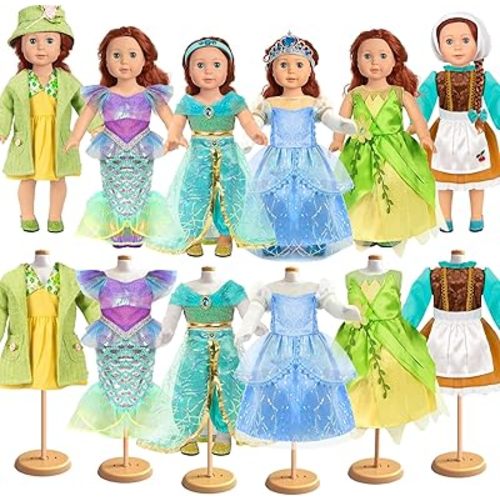 18 inch Doll Clothes Accessories - 6Pcs Different Fairytale Costume Dress
