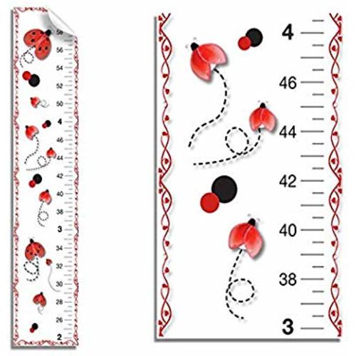 Growth Chart Red Black Ladybug Wall Decals Vinyl Sticker Kids Ladybugs Height Measurement Childrens Nursery Baby Room Decor Girl Bedroom Decorations Childs Measure Growing Babies Lady Bug Keepsake Art