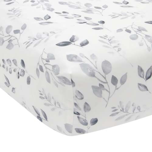 Painted Forest White/Gray Watercolor Leaf Print Baby Fitted Crib Sheet – Lambs & Ivy