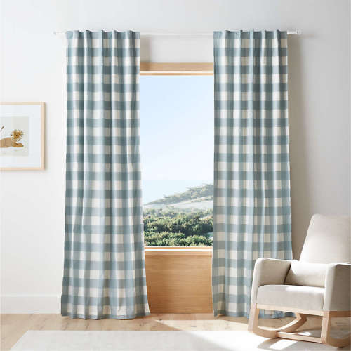 Blue Buffalo Check Cotton Blackout Window Curtain Panel 44"x84"