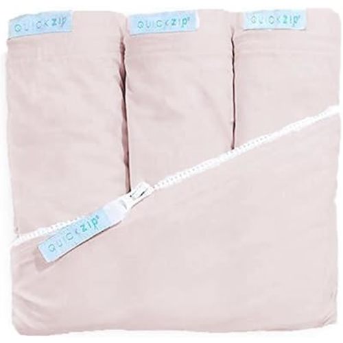 QuickZip Crib Sheet Set - Faster, Safer, Easier Baby Crib Sheets - Includes Blush Wraparound Base & 3 Zip-On Crib Sheets – Blush 100% Cotton - Fits All Standard Crib Mattresses