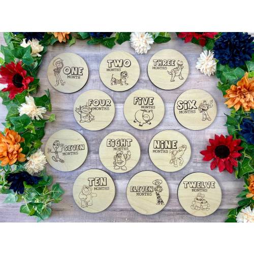Toy Story inspired monthly milestone markers for monthly photos/ baby shower gift