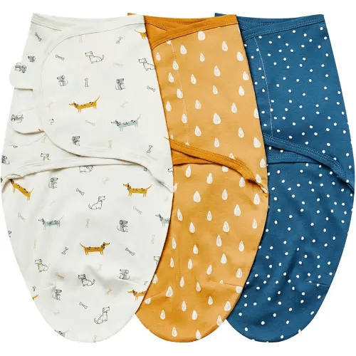 insular Baby Swaddle Wrap, Swaddle Blanket for Newborn and Infant, Adjustable Swaddle Set for Boy and Girl, Soft Cotton Baby Sleep Sack 3 Pack (Medium(3-6 Month), Dachshund)