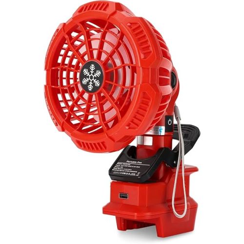 Taingwei Portable Clip on Fan for Milwaukee M18 Battery,18V Battery Powered Stroller Fan with 3 Energy Efficient Speed Settings for Bedroom,Outdoor,Camping and Job Site(Tool Only)