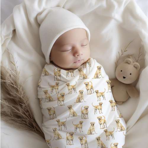 Yellow Labrador Baby Swaddle - Dog Mom - New Baby Gift - Dog Blanket - Dog Nursery - Baby Shower Gift