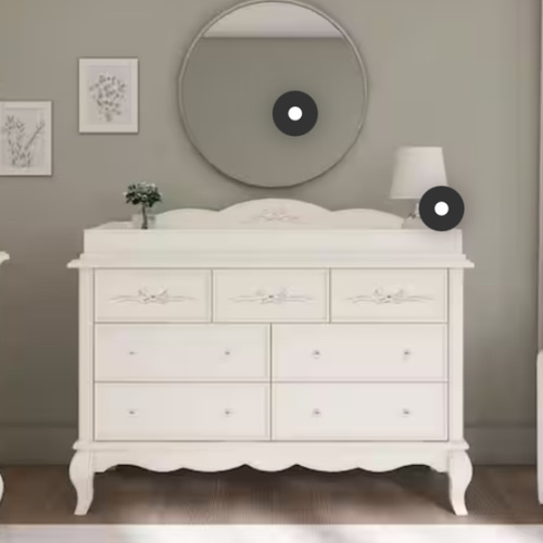 Evolur Aurora Ivory Lace Double Dresser (7-Drawer) 833-FW