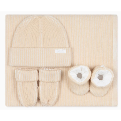 Knitted Beanie, Mittens, Booties & Blanket Set | Knitted Babywear | MORI US