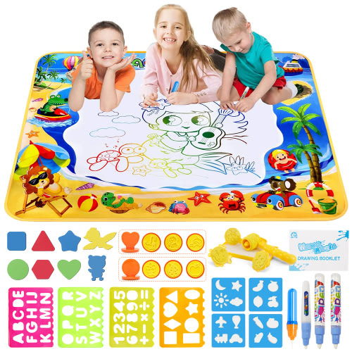Doodle Drawing Mat 40 x 32 inch Large Aqua Magic Water Drawing Mat Toy Gifts for Boys Girls Kids Painting Writing Pad Educational Learning Toys for Toddler 3 4 5 6 Years Old