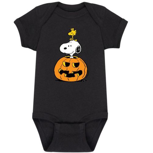 Boys' - Peanuts - Snoopy Woodstock Pumpkin Baby One Piece