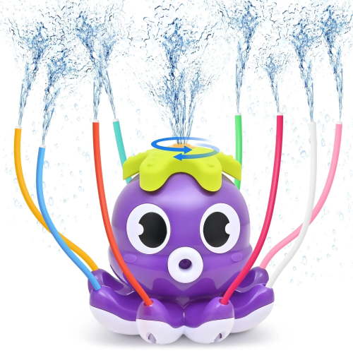 Water Sprinkler for Kids Outdoor, Play Sprinklers Toys for Toddlers 2+ Years Old, Fun Summer Backyard Octopus Water Toy with 8 Wiggle Tubes