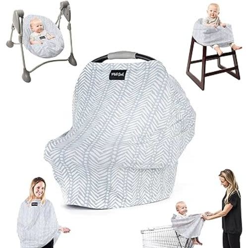 Milk Snob Original 5-in-1 Cover - Added Privacy for Breastfeeding, Baby Car Seat, Carrier, Stroller, High Chair, Shopping Cart, Lounger Canopy - Newborn Essentials, Nursing Top, Soho
