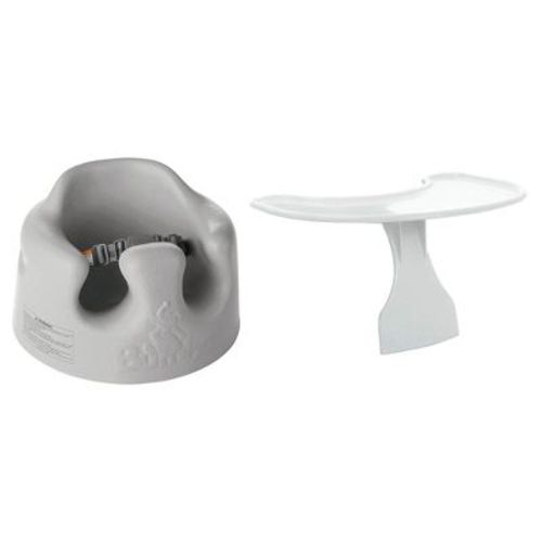 Bumbo Baby Infant Children Toddler Soft Foam Floor Seat Chair With 3-point Adjustable Harness And Eating And Play Top Tray Attachment, Cool Grey