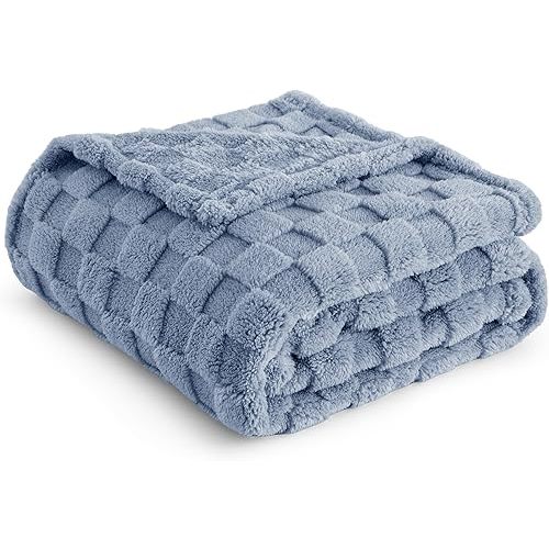Bedsure Ashley Blue Fleece Blanket for Couch - Super Soft Cozy Blankets for Women, Cute Small Blanket for Girls, 50x60 Inches
