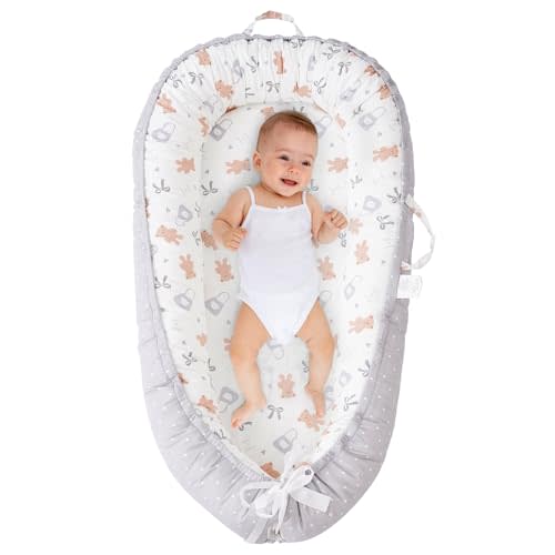 ALINUX Baby Lounger for Newborn 0-24 Months,100% Cotton Baby Lounger Cover, Suitable for Babies Aged 0-24 Months,Grey