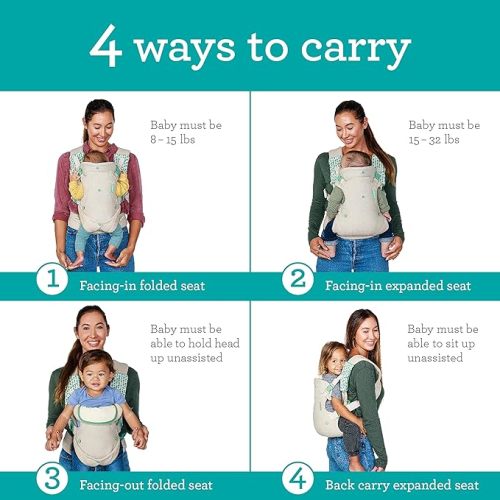 Infantino Flip Advanced 4-in-1 Carrier with Bib - Ergonomic, Convertible, face-in and face-Out Front and Back Carry for Newborns and Older Babies 8-32 lbs