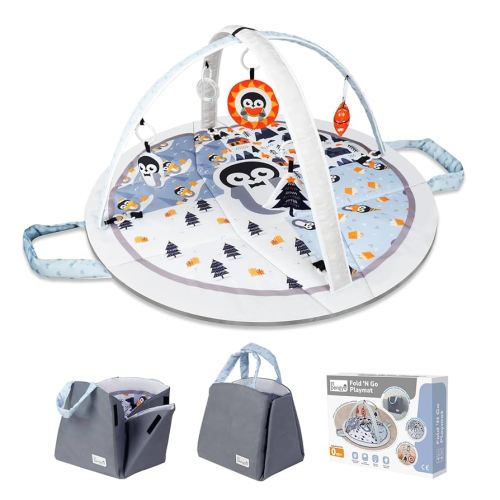 Baby Play Mat Tummy Time Mat with Exclusive Foldable Design, Stage-Based Skill Development Activity Gym Mat, Machine Washable Play Mat for Baby Girl with Gift Package