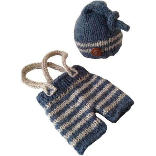 Newborn Photography Props Baby Boy Girl Knitted Outfits Crochet Hat Pants Photo Shoot Props
