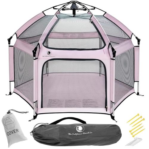 POP 'N GO PLAYPEN - Indoor & Outdoor Baby Playpen for Babies and Toddlers - Baby Beach Tent, Foldable, Portable W/Canopy, Travel Bag, & Mosquito Net - Pop Up Pack and Play Tent (Warm Ivory)