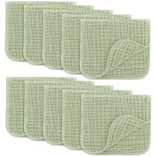 Muslin Burp Cloths Large 100% Cotton by Comfy Cubs (White, Pack of 10)