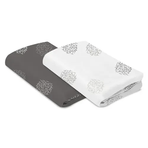 4moms Breeze Playard Sheets, Machine Washable and 100% Cotton, White & Grey, 2 Pack