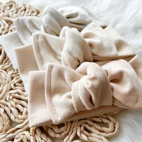 Baby Bow Headband - Light Earth Tone Neutrals - Organic Cotton - Newborn Headband - Baby Girl Gift - Baby Bow Headwrap - Baby Shower Gift