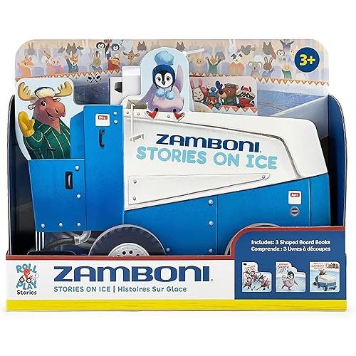 Zamboni Stories on Ice- Wheeled Board Book Set, 3-Book Gift Set With Rolling Truck Slipcase for Toddlers Ages 1-5 (Roll & Play Stories) Board book – November 8, 2022