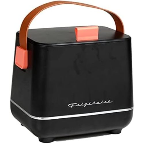 Frigidaire - Portable 6 Can Mini Personal Fridge Cooler with Wall & Car Outlet | Insulated Cooler for Drinks & Food for Bedroom, Car, Office Desk, Dorm, Room | Ideal Mini Fridge for Skincare (Black)