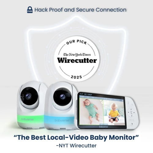 Babysense Max View: Video Baby Monitor with 2 Cameras, Split Screen, Non Wifi, Night Light & Sound Machine