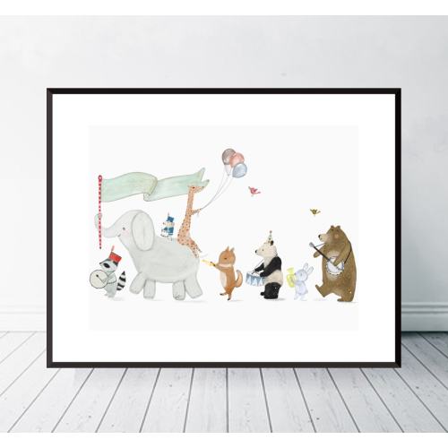 Littlest Parade. Nursery art, Woodland nursery print, Safari nursery, Children's wall art, Cute illustrations, Baby nursery print