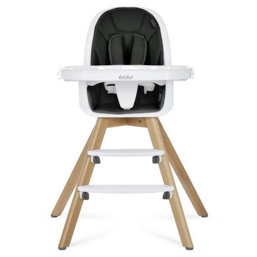 Evolur Zoodle 2 in 1 Baby High Chair in Black, Easy to Clean, Adjustable and Removable Tray, Compact and Portable Convertible High Chair for Babies and Toddlers