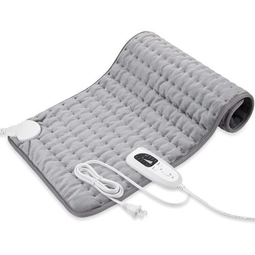 Heating Pad-Electric Heating Pad for Back,Neck,Abdomen,Moist Heated Pad for Shoulder,Knee,Hot Pad for Arms and Legs,Dry&Moist Heat & Auto Shut Off(Silver, 12''×24')