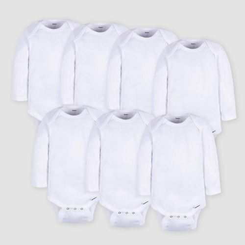 Gerber Baby 7pk Long Sleeve Onesie - White 3-6m