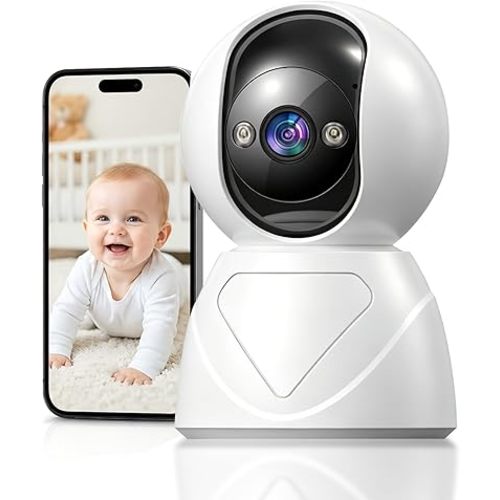 Baby Monitor with Camera and Audio, Smart Motion Tracking & 3X Zoom, Indoor Camera, Color Night Vision, 5G/2.4G WiFi, Two-Way Audio, 3MP 355° Pan Tilt, Pet Camera, SD/Cloud