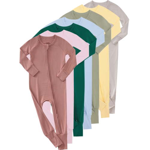 HWJAD One-Piece Pajamas for Baby Boys & Girls, Viscose from Bamboo Baby Pajamas, Snug Baby Sleeper, 2-Way Zipper