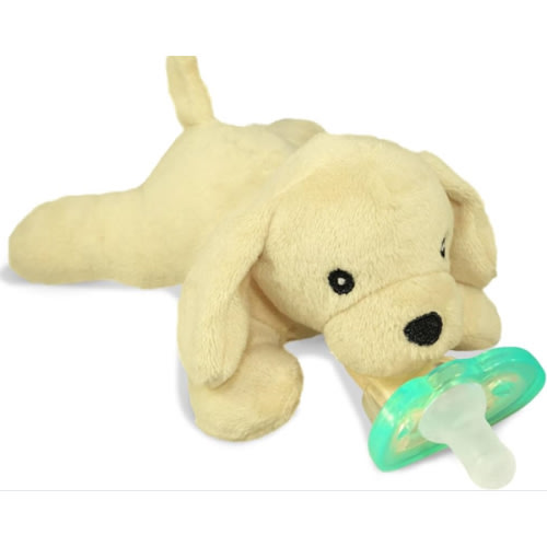 RaZbaby JollyPop Pacifier, Holder w/Detachable Baby Pacifier, Stuffed Animal RaZbuddy, All Ages 0M+, 100% Medical Grade USA Made Silicone, Machine Washable, Textured & Easy to Hold – Lab