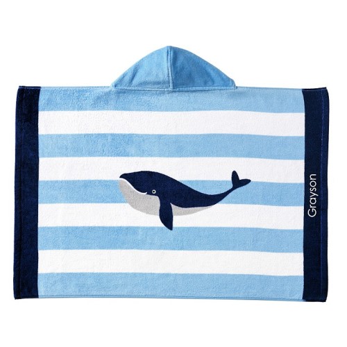 Whale Stripe Baby Beach Hooded Towel