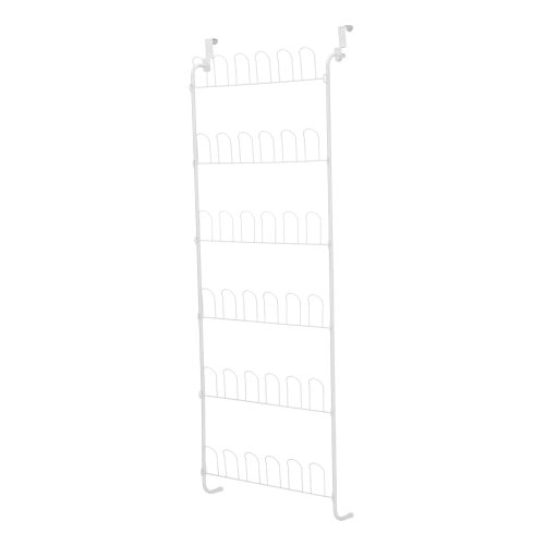 Mainstays 18 Pair over Door Shoe Organizer, Powder Coated White Finish, 6 Tiers, Metal Holder
