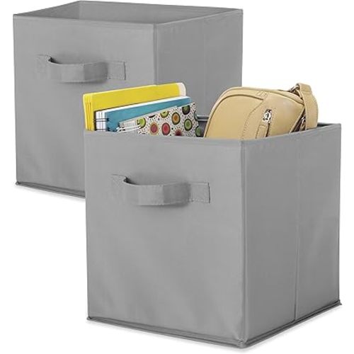 Whitmor, Gray, Collapsible Cubes, 10" L x 10" W x 10" H, Set of 2
