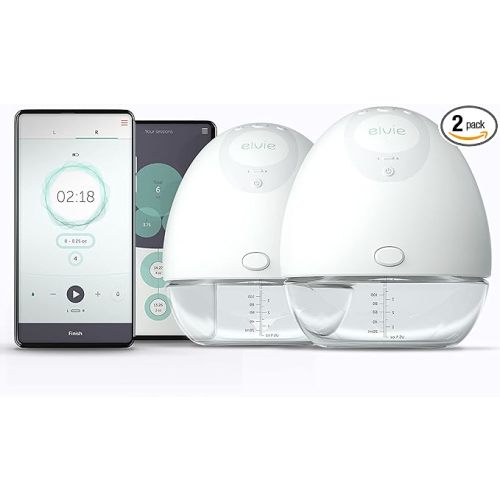 Wearable Breast Pump Elvie Double - The Smallest, Quietest Electric Breast Pump - Portable Breast Pump Hands Free & Discreet - Automated with Four Personalized Settings - Double Pump
