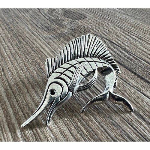 Silver Swordfish Drawer knobs / Swordfish Cabinet Dresser Knobs/Fish Furniture knobs in Titanium Steel , Z-1069